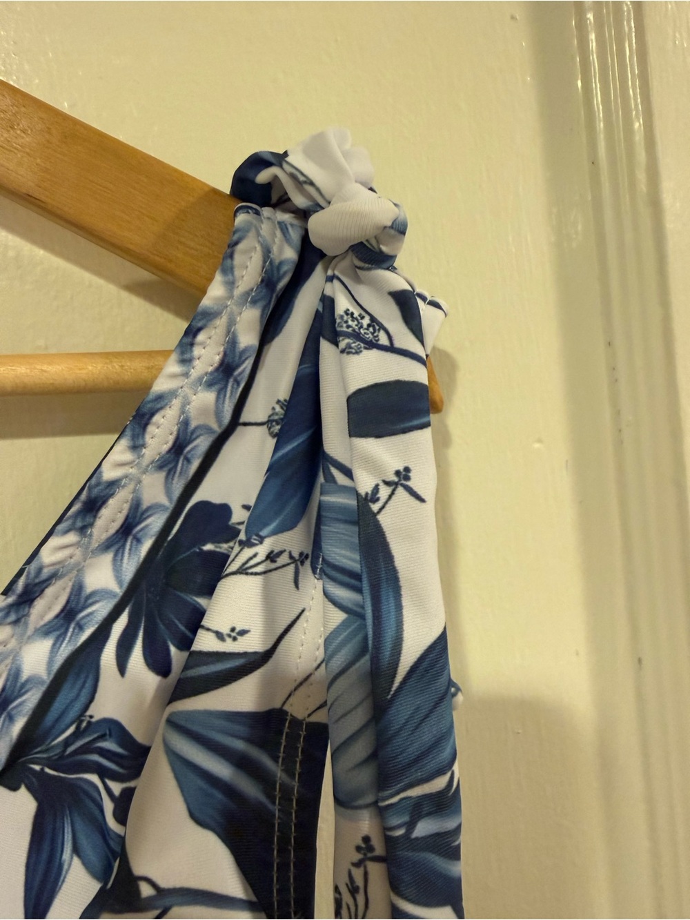 Blue & White Floral Matching Swim Set – M - 1-Piece Swimsuit + Maxi Cover-Up - Picture 2 of 12